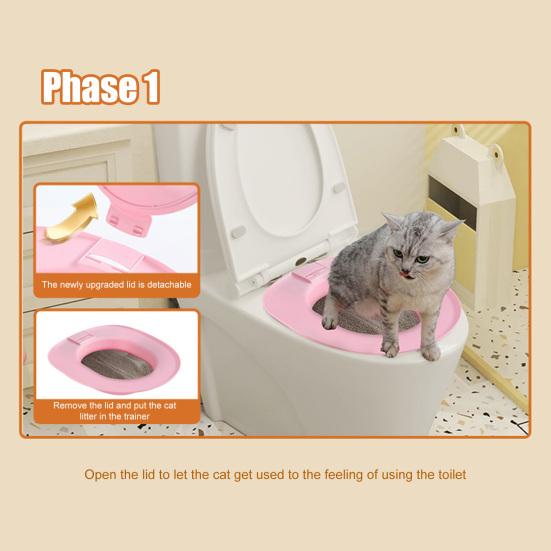 Cat Toilet Trainer Kit Universal Urinal Seat Potty Cat Toilet Training System Reusable Cat Toilet Training Seat Tool for Pet Cleaning