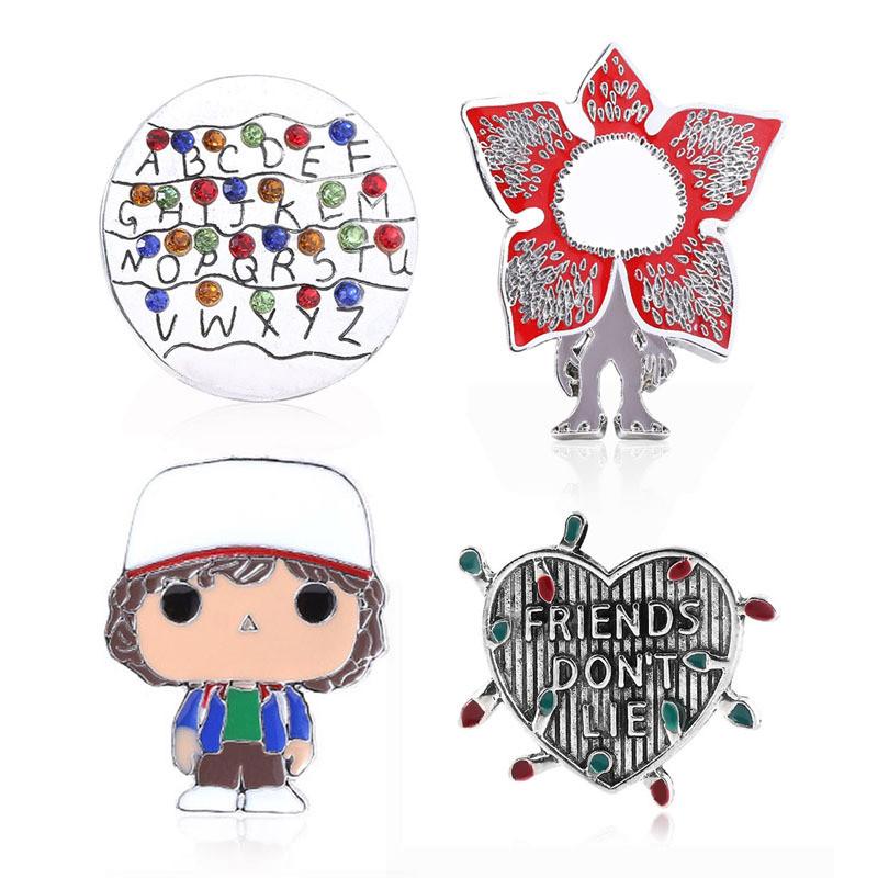 Stranger Things Alphabet Potted Plant Pin With Metallic Finish For Cosplay And Casual Wear