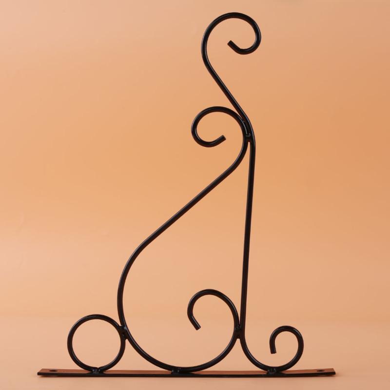 

1 шт., подвесной кронштейн для растений, настенные крючки для цветочных горшков в европейском стиле, цветочный горшок, железные фонарики, вешалка для сада, на открытом воздухе, в помещении, патио чёрный