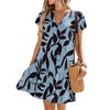 Women's Dresses Short Sleeve V-Neck Floral Printed Loose Casual Temperament Beach Dresses