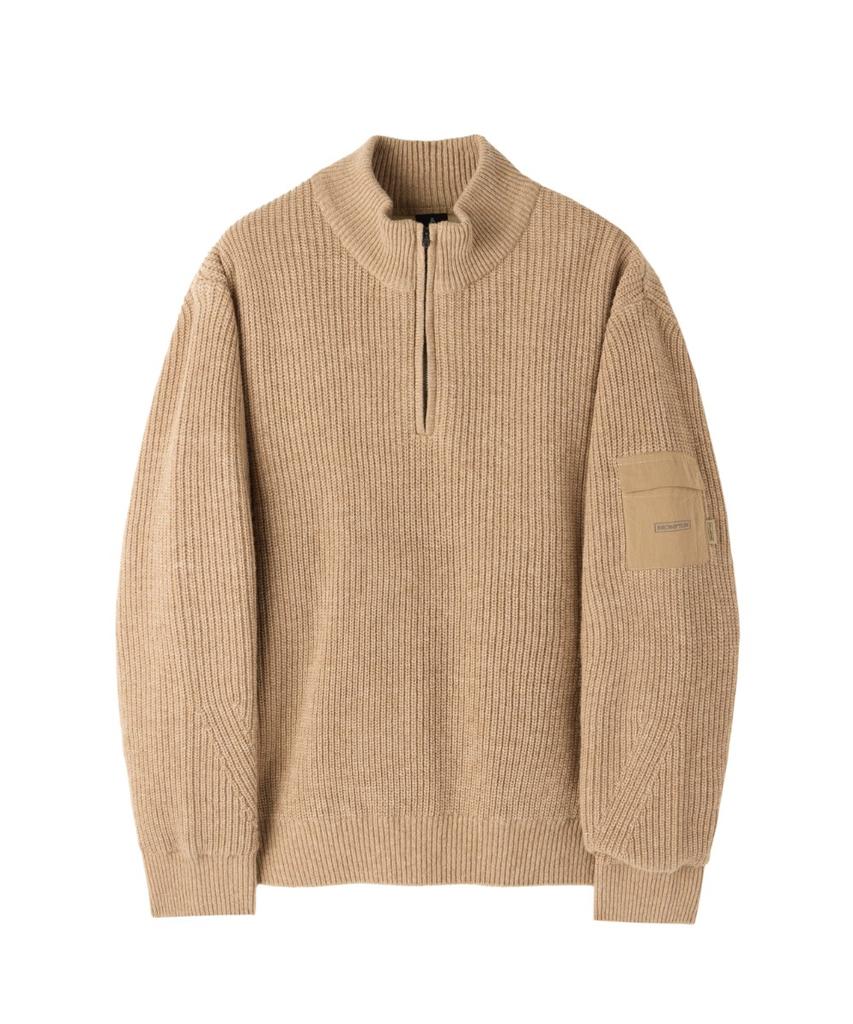 BROMPTON LONDON Half Zip-Up Sweater - Brown (P264Mkt142)