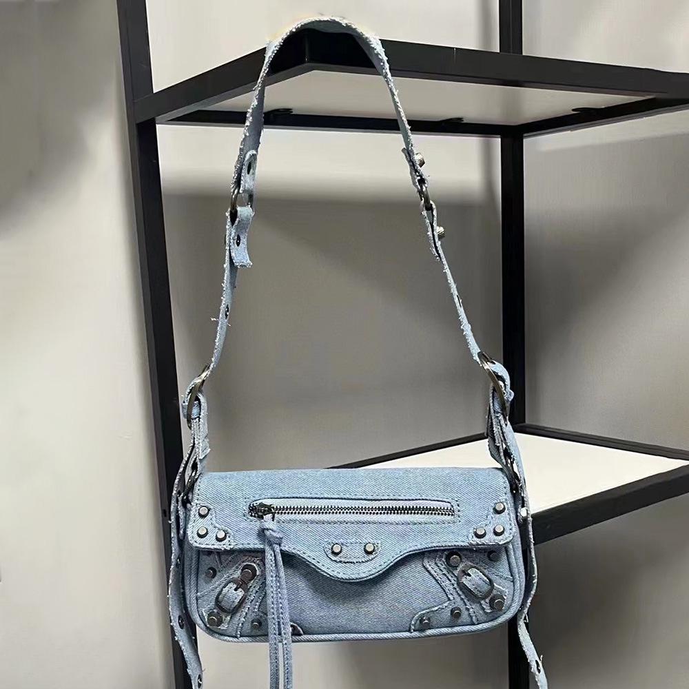 Retro Sweet Cool Women's Motorcycle-Style Baguette Shoulder Bag
