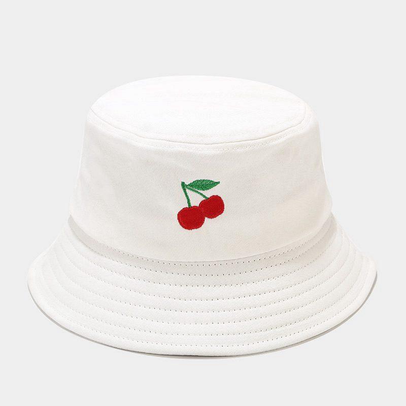 Panama Bucket Hat Fruit Strawberry Embroidered Fishing Cap Men Women Travel Beach Sun Hats