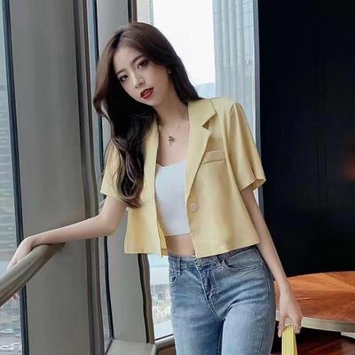 Summer Spring Women Solid Color Suit Blazer Tops
