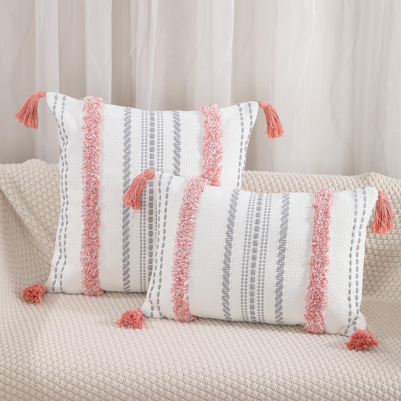 

Хлопчатобумажная пряжа, жаккардовая наволочка с кисточками, офисная подушка для поясницы, домашний диван-кровать, подушка для головы 30*50