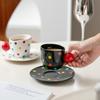 Kreative Keramiktassen Untertassen Bunte Tupfen Kaffeetassen Hochwertige Bürotassen Trinkwasserbecher für Paare Tassen Zuhause