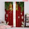 2pcs,2D Plane Printing Popular Curtain Panels Christmas Bell Snowflake Garland Polyester Easy Install (without Rod) Home Decor