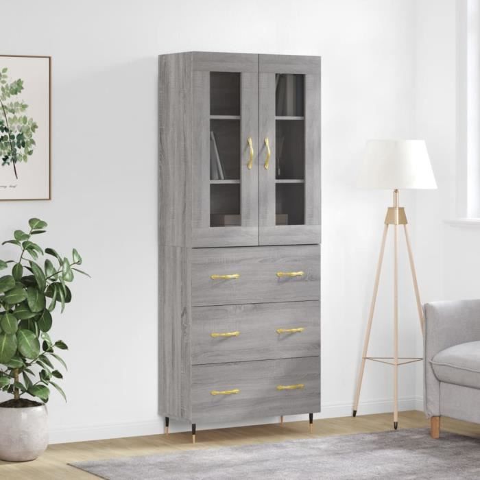 VidaXL Highboard Sonoma Grey 69.5x34x180 Cm Engineered Wood 3198391