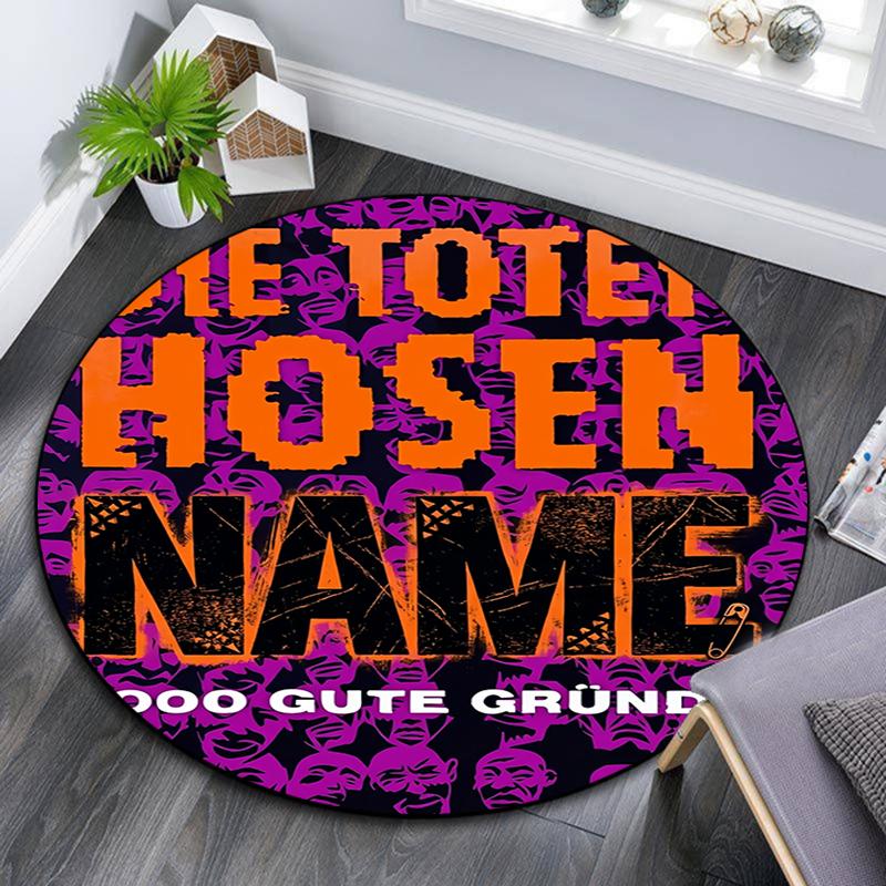 Benutzerdefinierter Name,Runder Teppich im Die Toten Hosen Muster,Teppich für Wohnzimmer Schlafzimmer Spielzimmer,Rutschfeste Bodenmatte,Urlaubsgeschenke und Geburtstagsgeschenke.