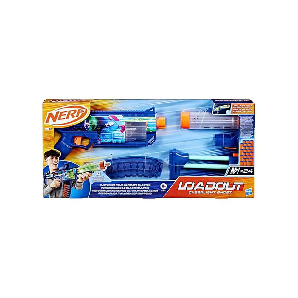 

Hasbro Nerf Loadout Cyberlite Ghost Бластер со светодиодной подсветкой, 4 аксессуара и 24 стрелы N1, Игрушка и подарок для детей, 8+, G1824, Оригинал
