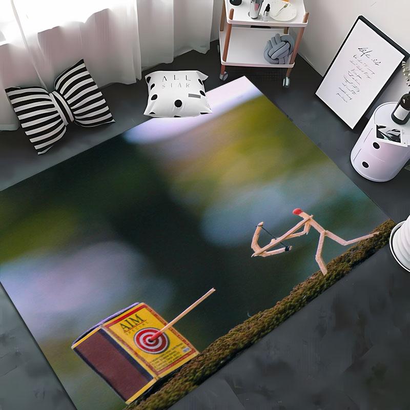 Naughty Matchstick 3D HD Cartoon Area Rug, Rugs Living Room,tapete for Bedroom Sofa Kitchen Doormat Decor,Kids Non-slipFloor Mat