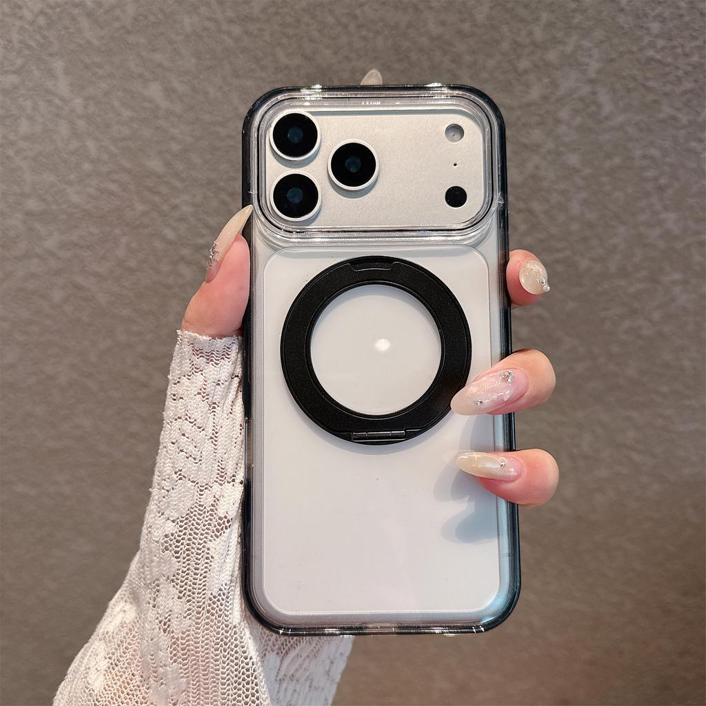 Acrylic ice crystal rotating bracket, mobile phone case, Apple 18promax high transparency all-inclusive anti-skid, suitable for iPhone17.