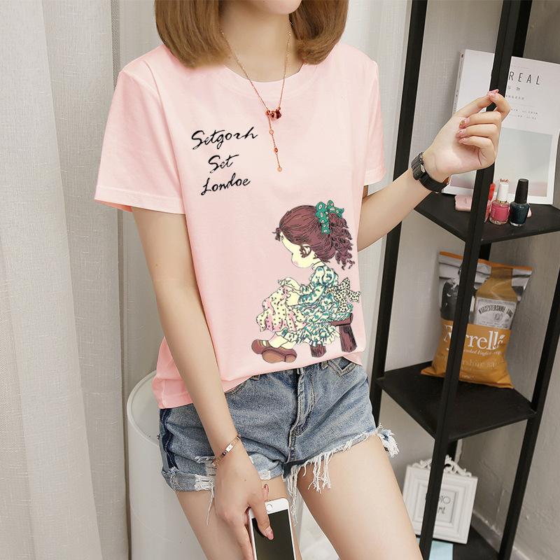 Women's short-sleeved t-shirt women's summer new Korean version cartoon student crew-neck bottoming shirt