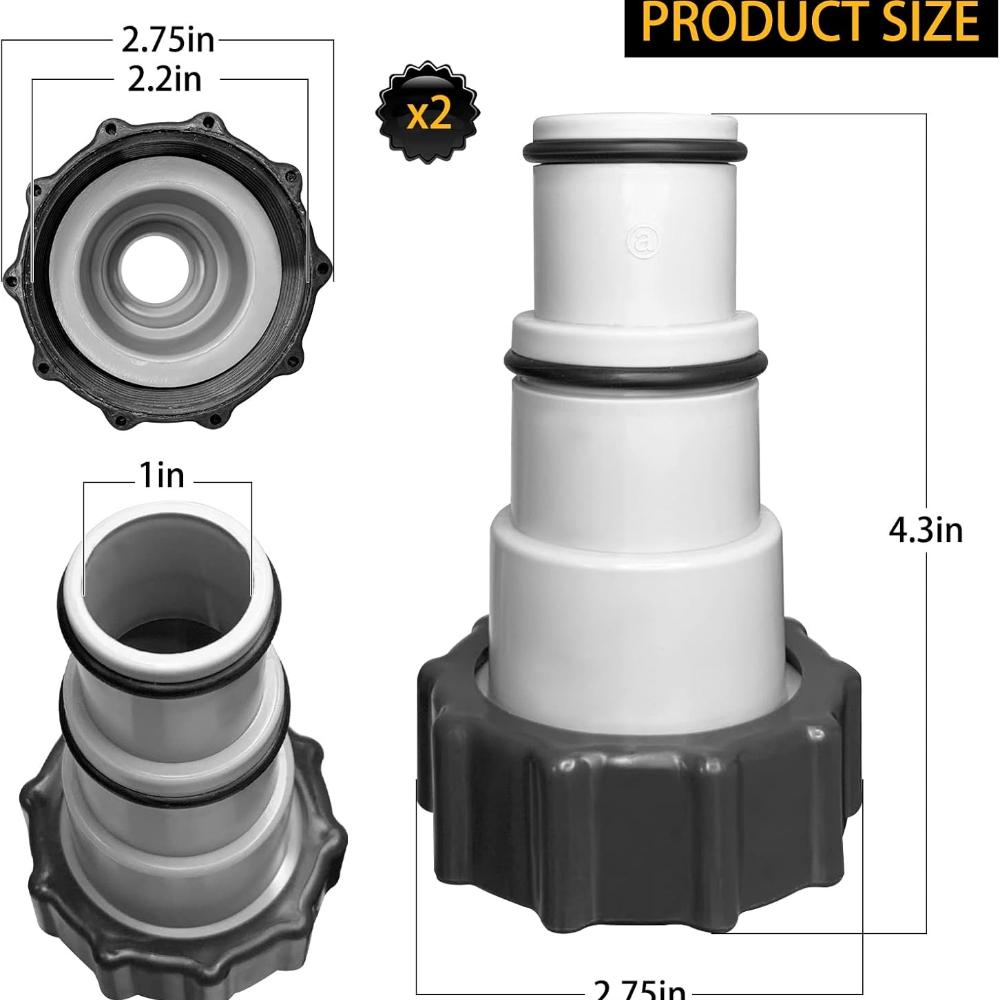 Pool Hose Adapter,Adapter for Pool,Hose Adapter with Inner Thread to Screw,For Ø 32 And 38mm Pool Hose(2pcs)