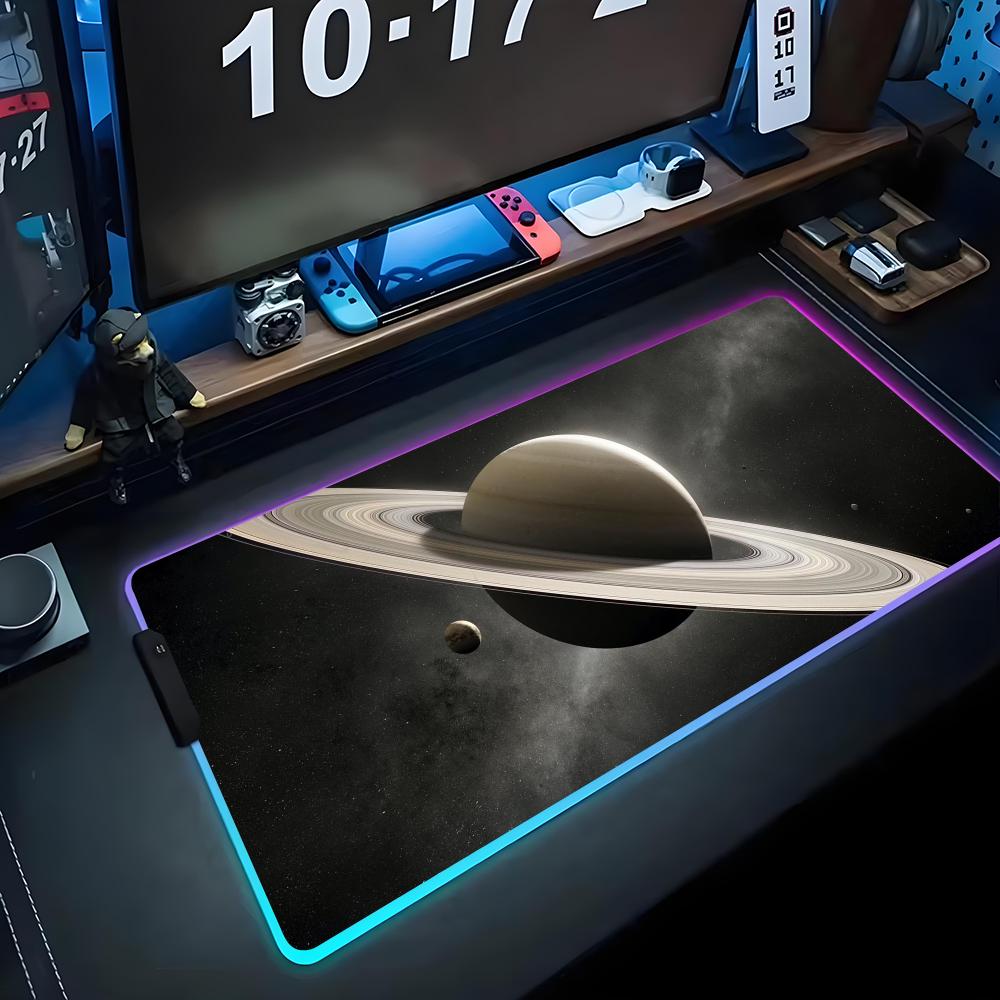

saturn Mouse Pad RGB Gaming Mousepad Big LED Pad PC Desk Mat Luminous Mouse Pad Large Keyboard Mats Table Rug With Backlit RGB600x300x3mm