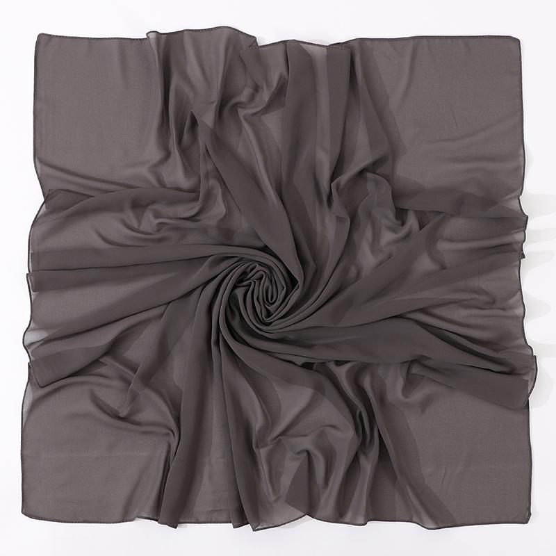 

110X110CM Headwrap Heavy Chiffon Square Scarf Muslim Hijabs Women Underscarf Fashion Casual Look Plain Color Tudung Bawl темно серый