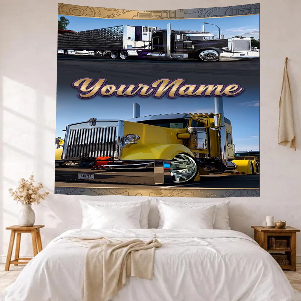 Kw Heavy Trucks Custom Your Name Wall Decor Tapestry Art For Pet Memorial Birthdaywedding Party Backdrop Family Gift