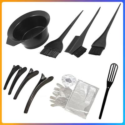 12Pcs/Set Home Salon Hair Dyeing Brush Hair Dyeing Cream Bowl Coloring Brush Comb Earcap Clips Dyeing Cape Kits Hair Tint Tool