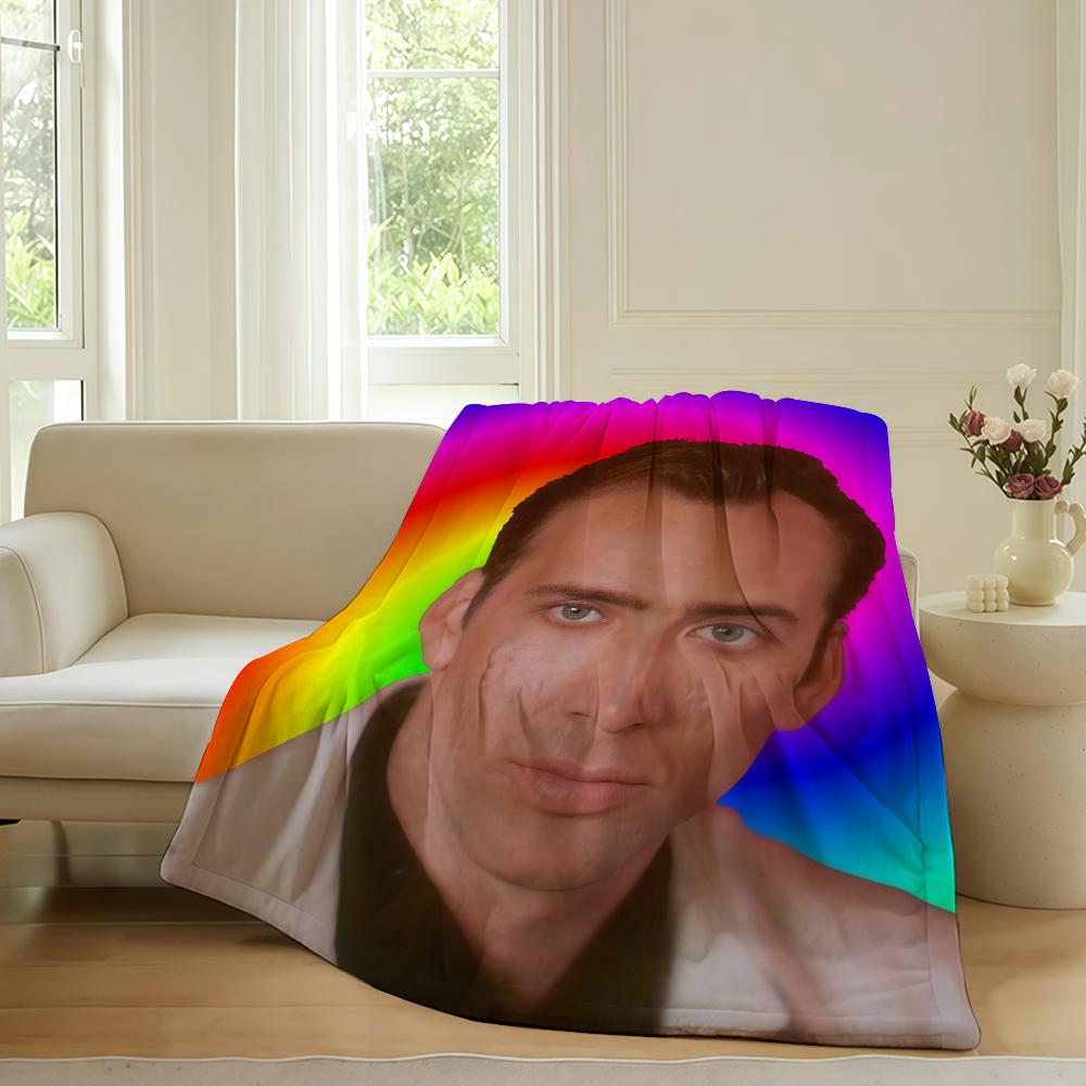 Lustiger Druck N-Nicolas C-Cage Decke Für Sofa Büro Bett Flugzeug Reisen Schlafen Lesen Entspannen Camping Weich Und Warm