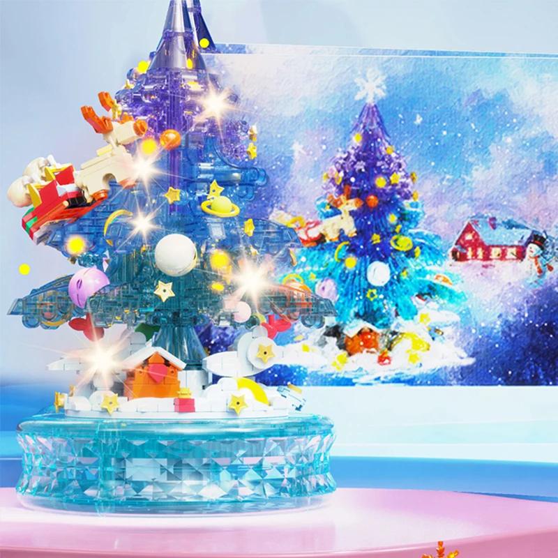 Fantasy Christmas Tree Music Box Building Blocks Romantic Lighting Music Box Desktop Decoration Kids Toys Holiday Gifts