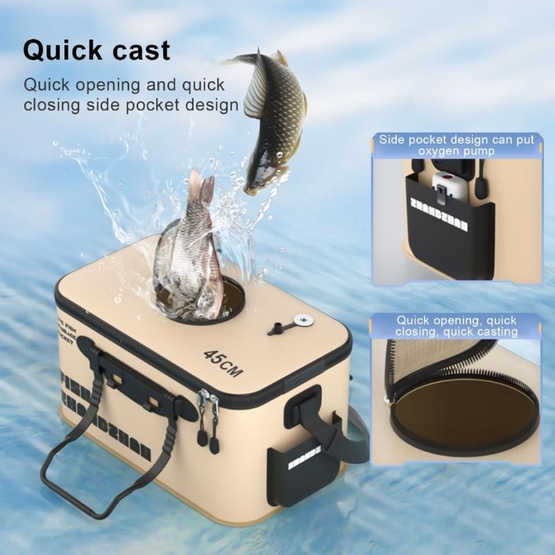 Fishing Bucket Fishing Bag with Handle Fishing Basin Fishing Tackle Foldable Tackle Box Fish Fishing Barrels Container