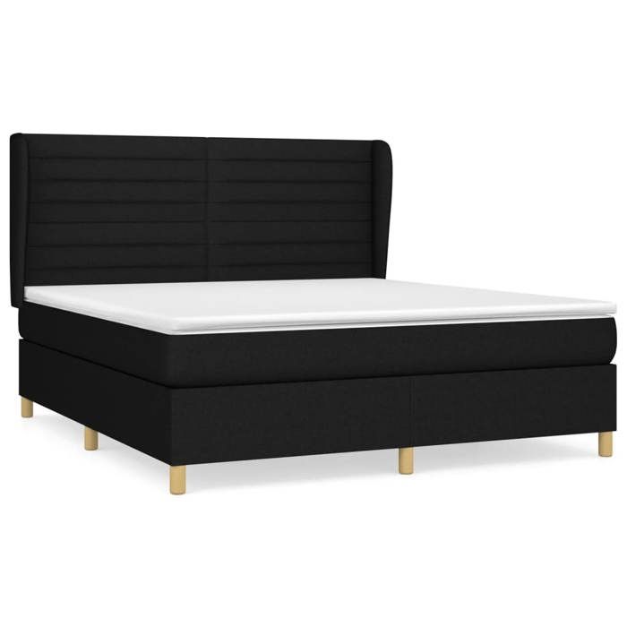 3128623 vidaXL Divan Bed with Mattress Black 180x200 Cm Fabric