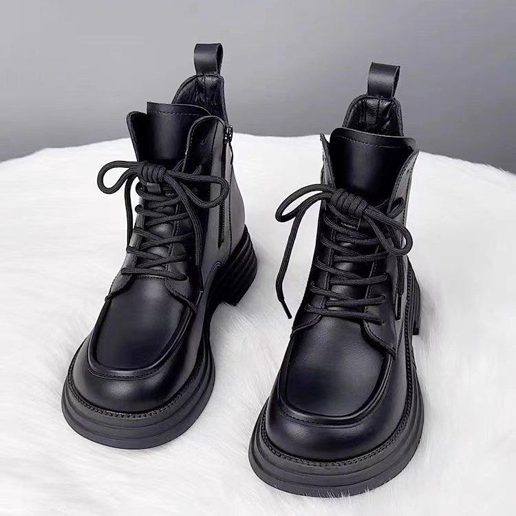 Autumn and winter ins wind Martin boots new velvet short tube British style soft leather thin boots short boots