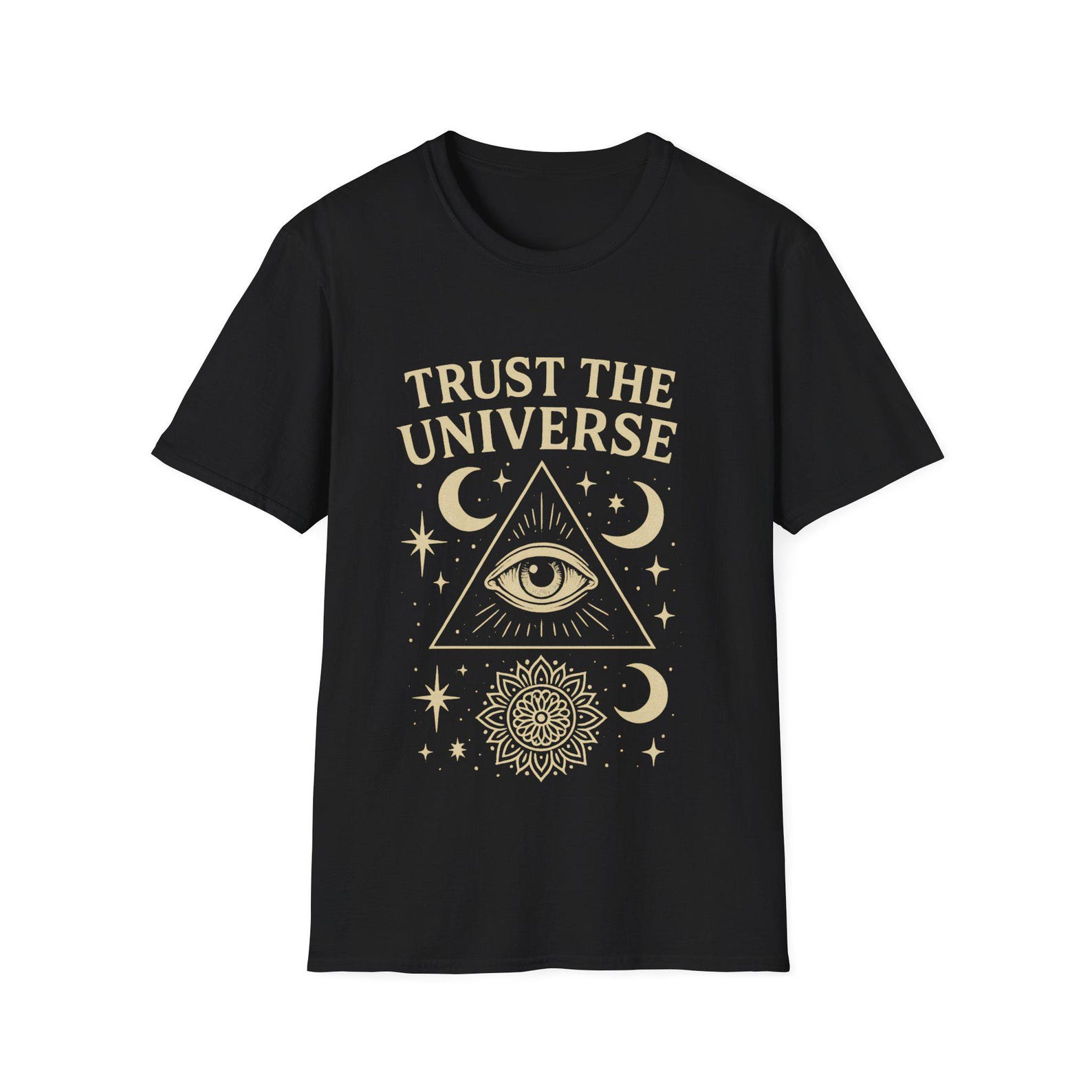 Trust the Universe Unisex Softstyle T-Shirt, Bohemian Tee, Astrology Gift, Spiritual Shirt, Cosmic Fashion, Meditation Wear S