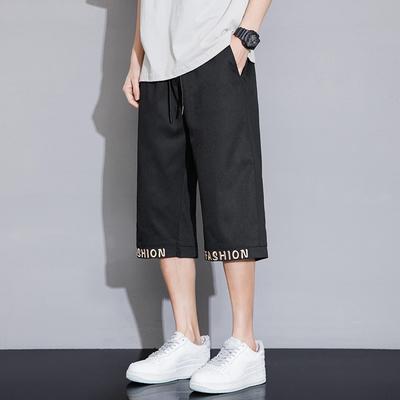 New Men's Cropped Pants Summer Thin Loose Straight Pants Breathable Casual Plus Size Shorts