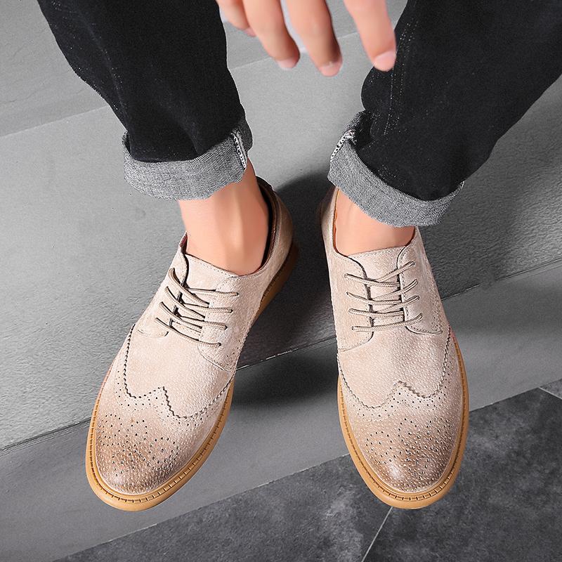 Men's Brogues Shoes Casual Suede Leather Oxford Shoes For Men Flats Shoes