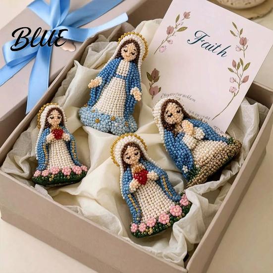 Christian Beading Kit DIY Kit 3D Beaded Jesus Virgin Mary Figurines Craft Easter Gift Set Religious Figure Bead Art for Adults Gifts Spiritual