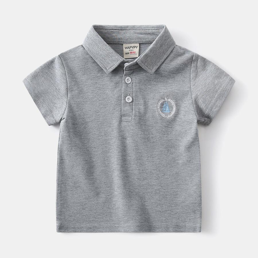 Polo de Manga Curta Estilo Coreano para Crianças - Camiseta de Algodão de Verão para Meninos