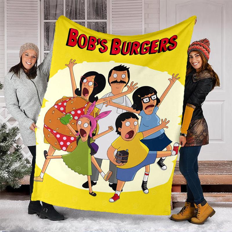 Bob's Burgers Theme Printed Blanket - Perfect for Couch, Bed, Travel & Outdoor Use | Machine Washable, Cozy & Durable.