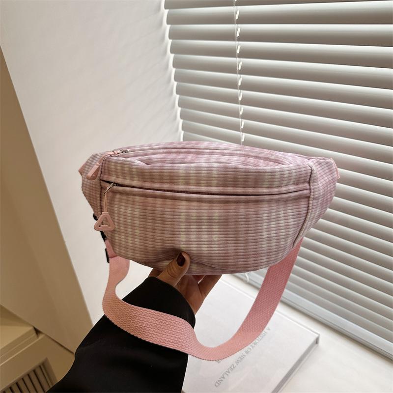 Plaid Lightweight Fanny Pack Japanese Ins Cute, Fresh and Simple Versatile Messenger Small Bag Female Mori Girl Breast Bag