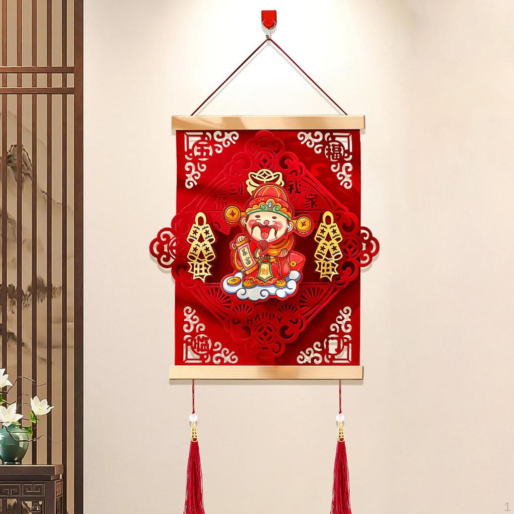 Chinese Year Decoration 3D Shaking Head Caishen Decorative Front Door Hanging Ornament for Party
