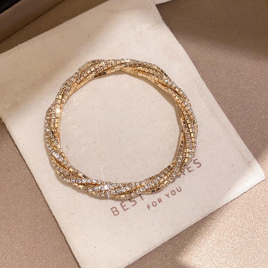 Double Ring Multi-layer Rhinestone Geometric Wrap Bracelet - Light Luxury Fashionable Versatile Piece