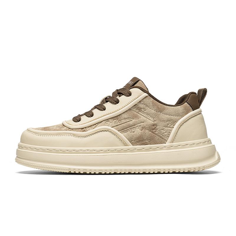 Outdoor anti-slip hiking casual men's shoes - fashionable solid color lace-up sports shoes - thick-soled breathable sports platf