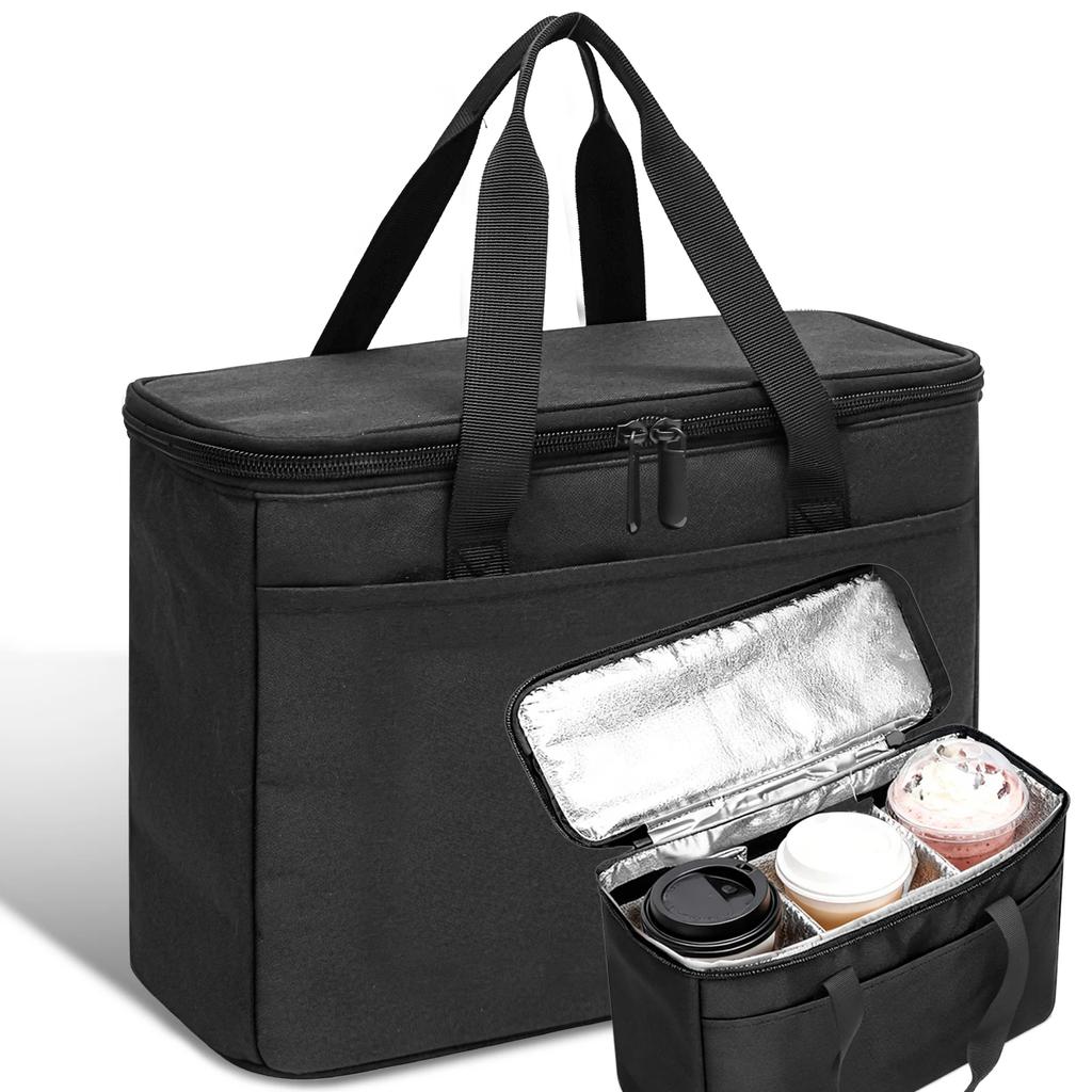 3 Cups Drink Delivery Insulated Bag Portable Carrier Takeaway Thermal Warm Cooler Tote Bag Picnic Supplies Storage Bag