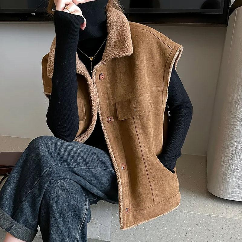 Vest for Women Sleeveless Tops Solid Color Sweater Vest Oversize Loose Versatile Casual Sleeveless Coat Vest Top