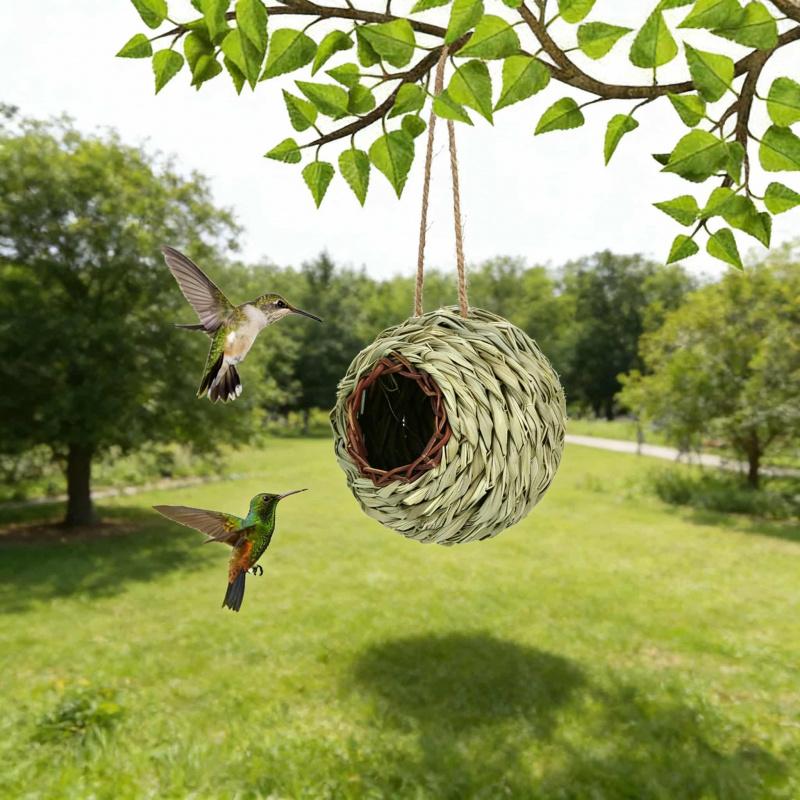 Outdoor Courtyard Balcony Gardening Decoration Creative Spherical Bird Nest Hand-woven Attract Birds to Perch Early Education Bi