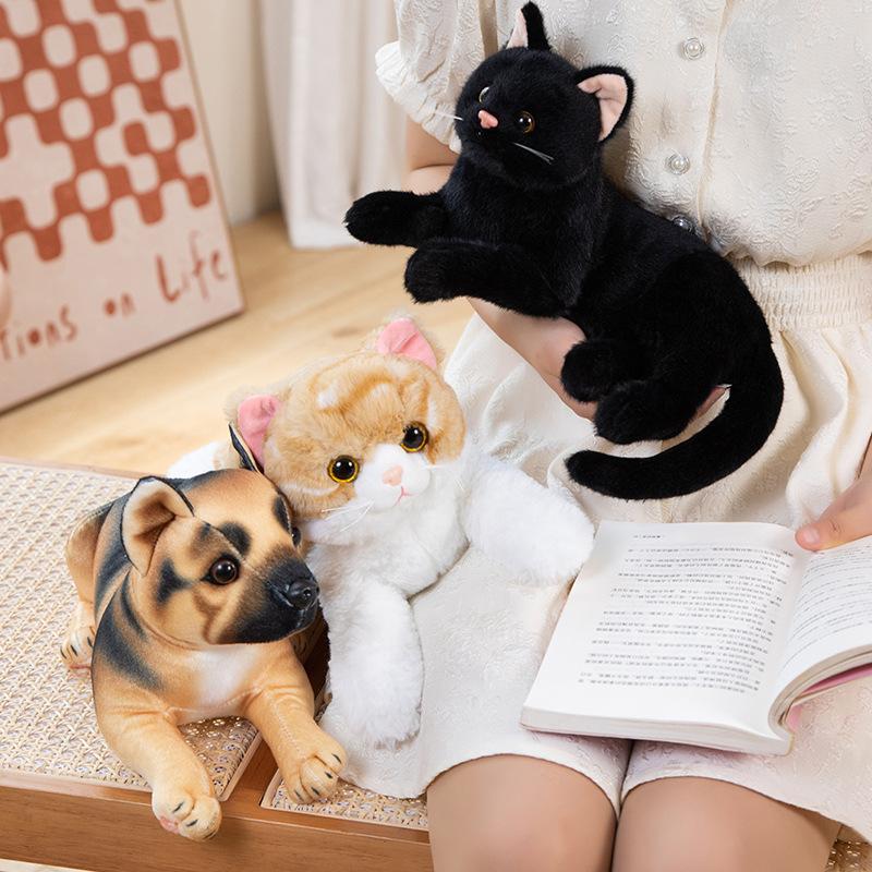 Bai Fen Bai Dolls And Toys Cute Simulation Cat Doll Plush Toy Lying Down Kitten Doll Home Decoration Children's Soothing Doll