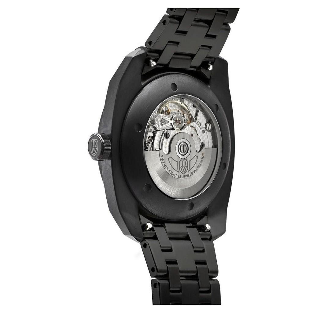 DWISS R2 Floating Hours Display Stainless Steel Bracelet Black Skeleton Dial Automatic R2-BB-BRACELET 100M Men's Watch