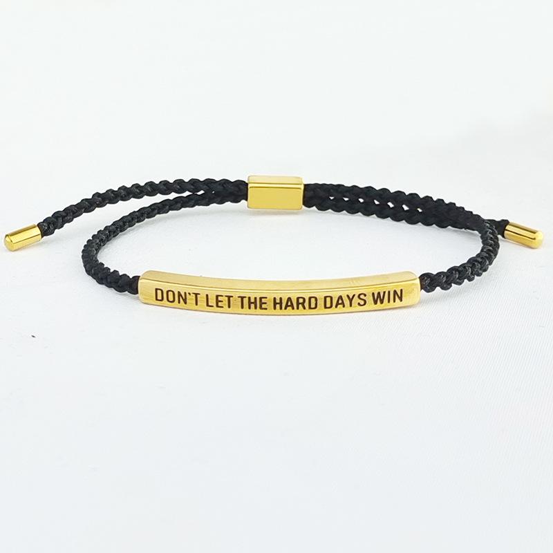 

Регульований гравірований браслет з титанової сталі - Плетений вручну браслет з ананасової мотузки