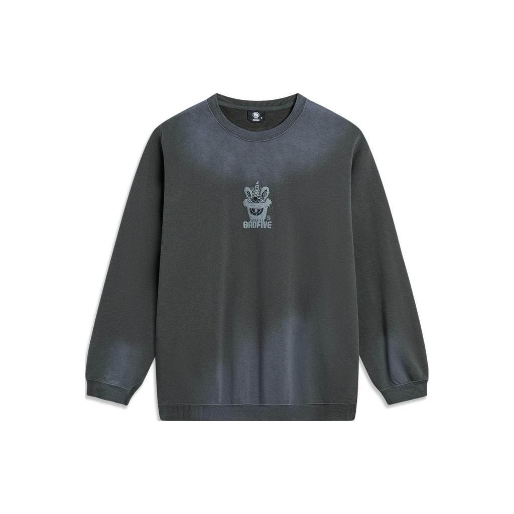Li Ning Badfive Gradient Letter Crewneck Sweatshirt Unisex Sweatshirt Dark-Gray AWDTE17-1