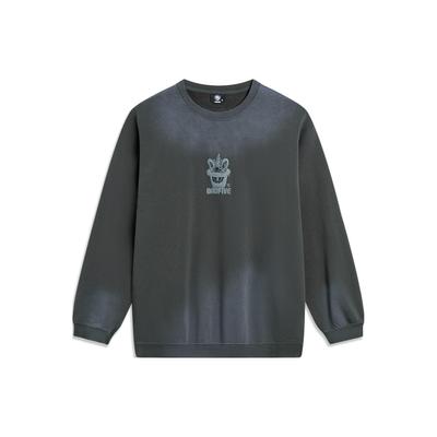 Li Ning Badfive Gradient Letter Crewneck Sweatshirt Unisex sweatshirt Donkergrijs AWDTE17-1