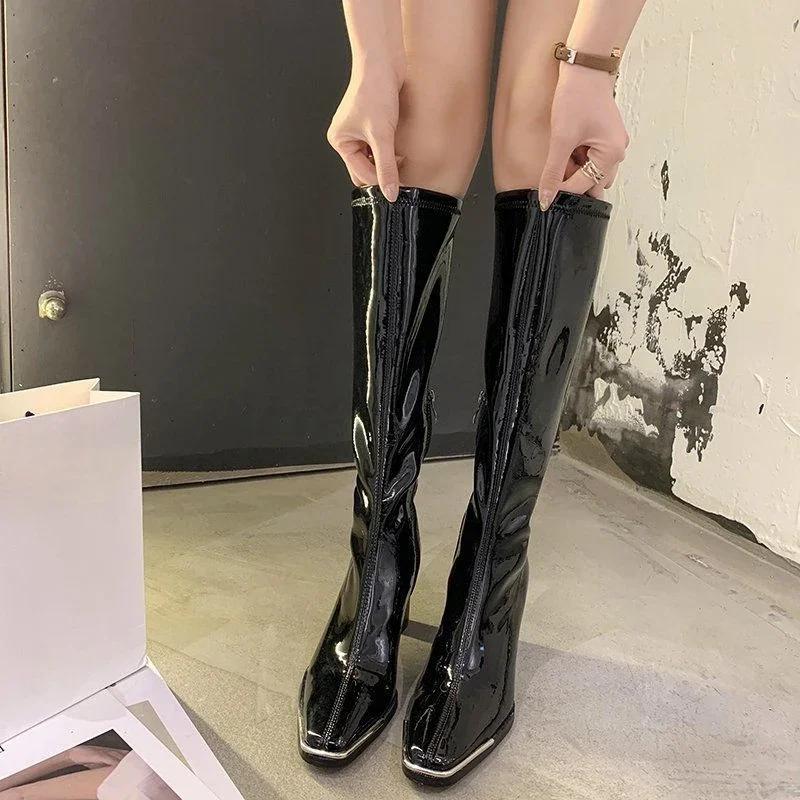 Fashion Long Boots for Women Very High Heel Knee Shaft Shoes Woman Winter 2024 Autumn Footwear Waterproof Comfortable and Elegant Spring