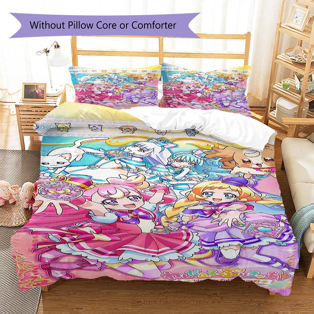 WonderfulPrecur,Winx Club Pattern Bedding,Quilt Set Quilt Cover Pillowcase Home Birthday Gift (1 * Duvet Cover + 2 * Pillowcase, Without Core)