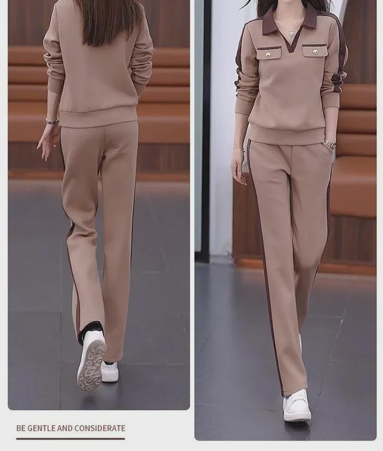 2024 Damen Casual Fashion Pullover Anzug: Frühherbstlicher Revers-Zweiteiler für einen jugendlichen Look