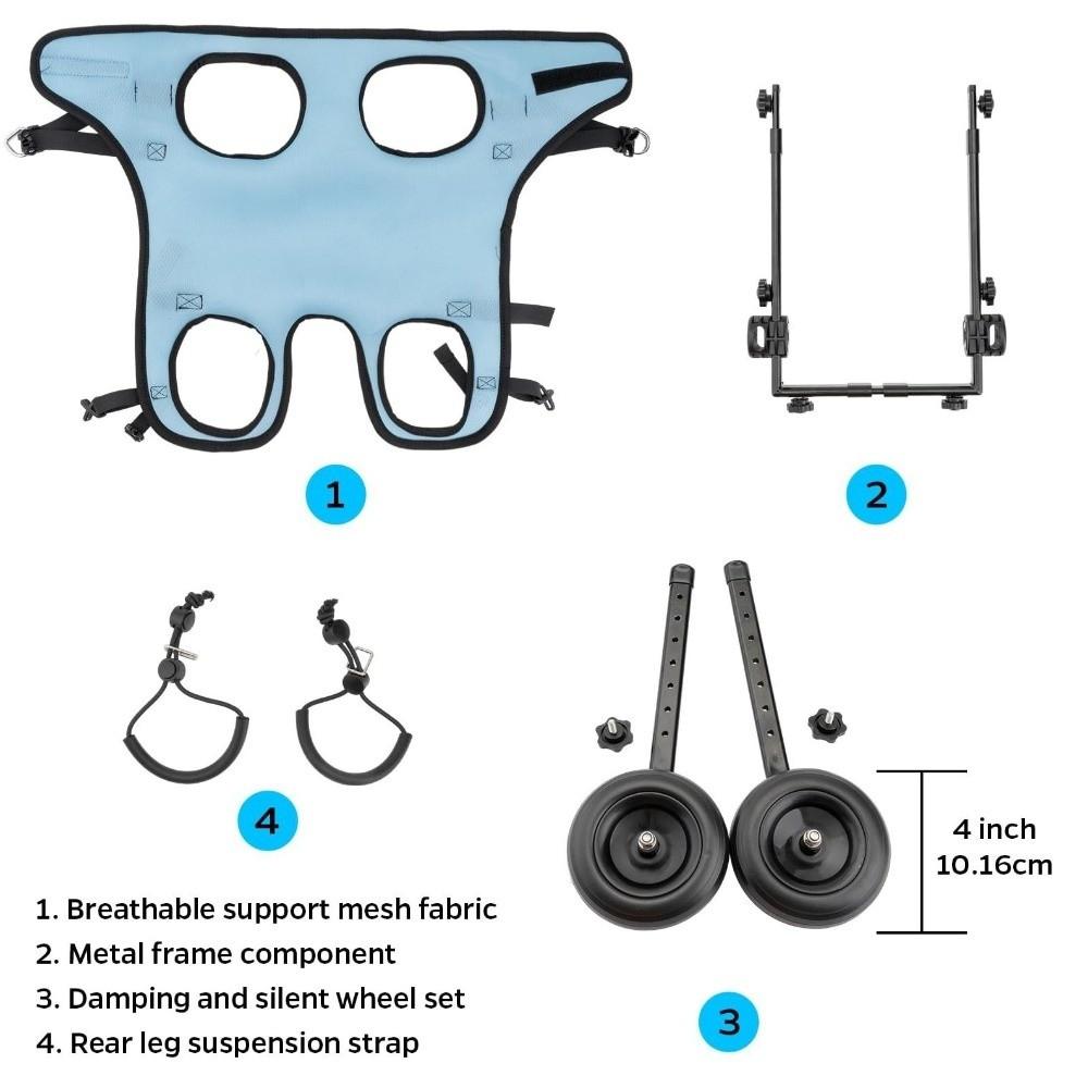 Adjustable Pet Wheelchair Cart Comfortable Rehabilitation Walking Assistant Outdoor Use