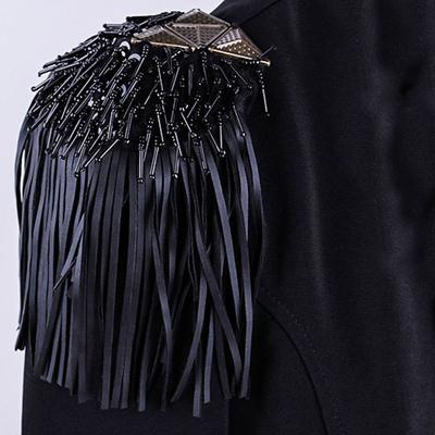 Delicate Beaded Tassel Epaulette Long Chain Leather Brooch Classical DIY Shoulder Jewelry Men Women